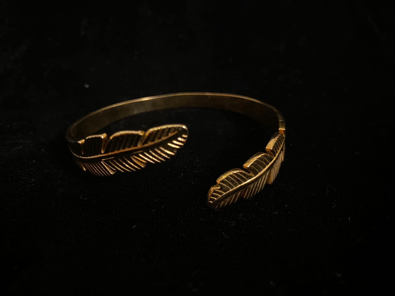 Golden Double Feather Cuff Bracelet for Women