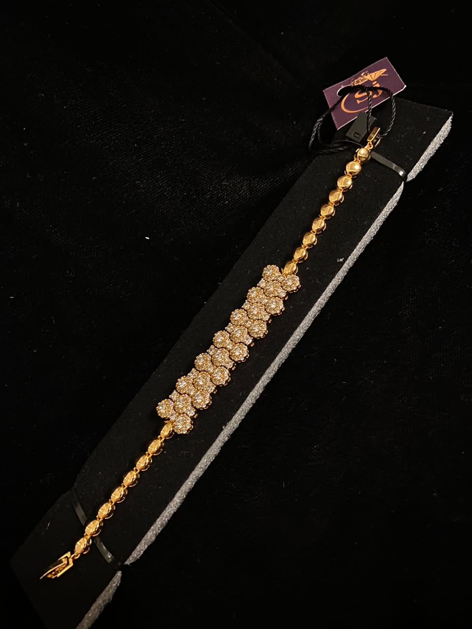 Gold-Tone Crystal Floral Link Bracelet