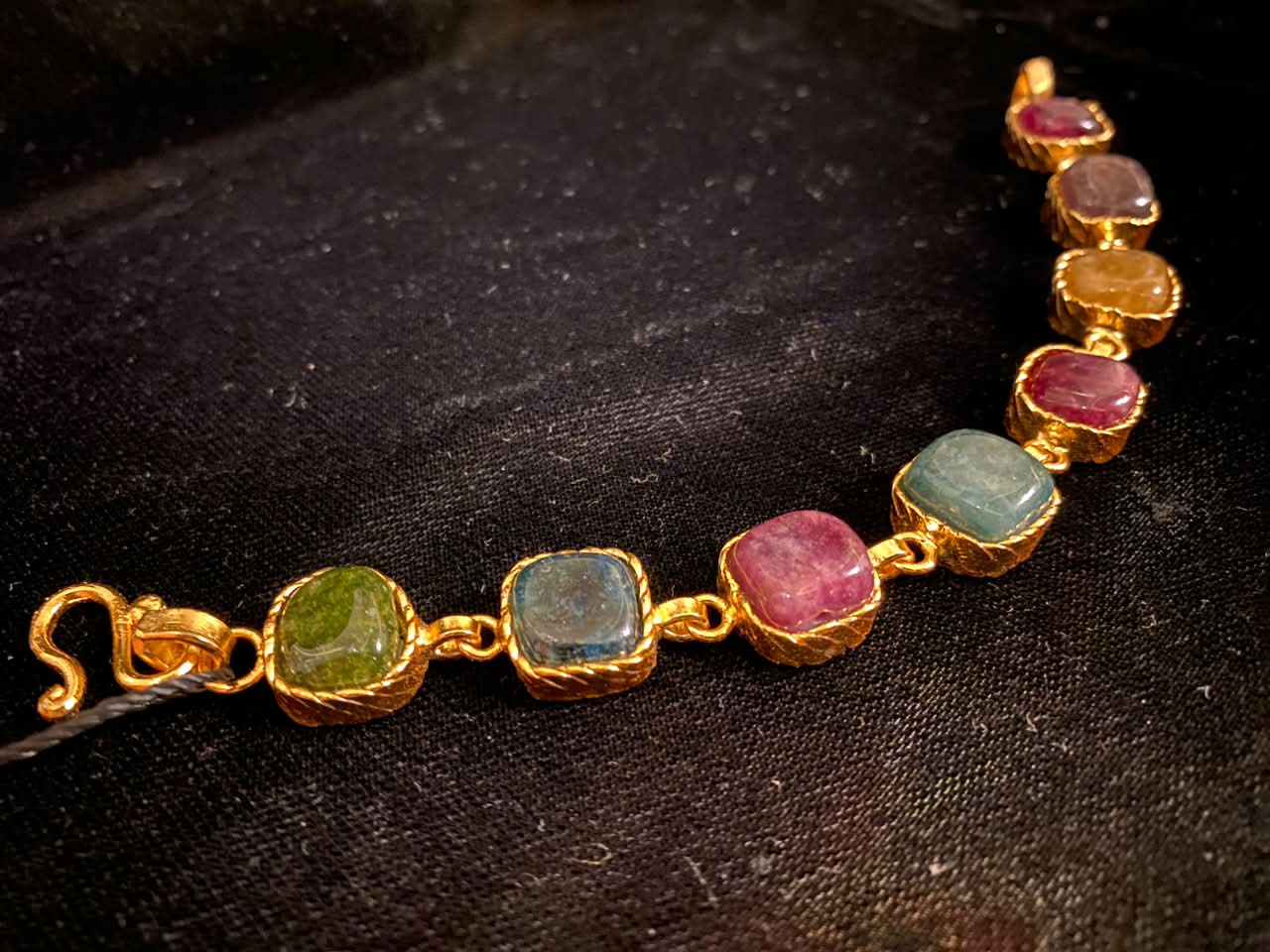 Gold-Tone Multicolor Stone Link Bracelet