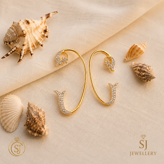 Gold-Tone Crystal Open Hoop Earrings