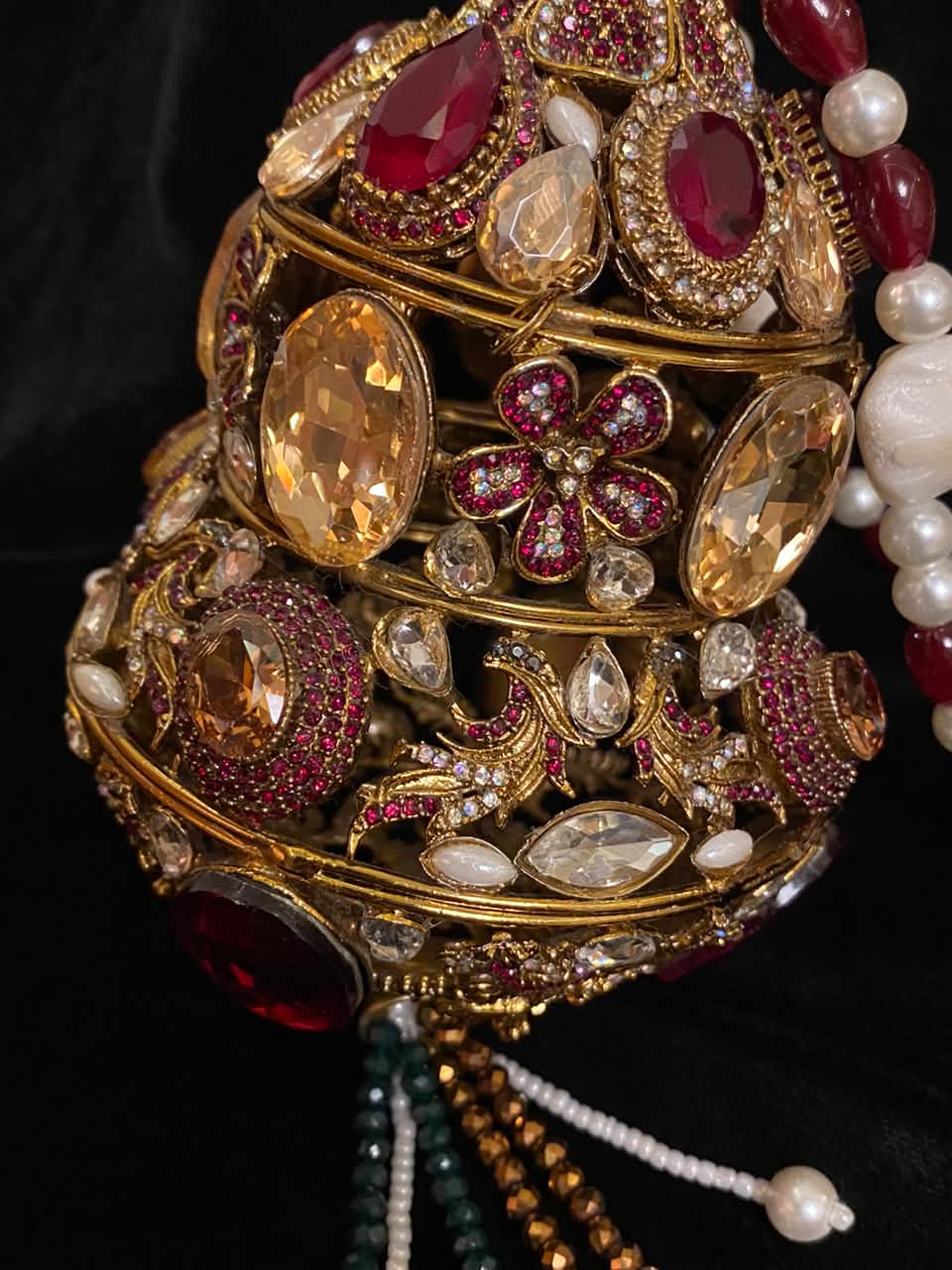 Gold-Tone Multicolor Stone Potli Clutch Bag