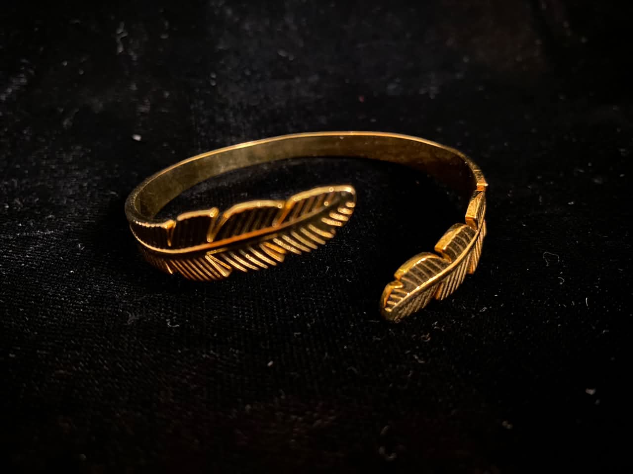 Golden Double Feather Cuff Bracelet for Women
