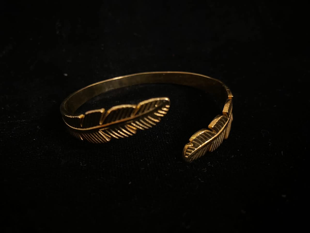 Golden Double Feather Cuff Bracelet for Women