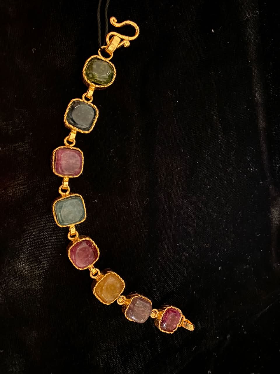 Gold-Tone Multicolor Stone Link Bracelet