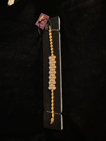 Gold-Tone Crystal Floral Link Bracelet