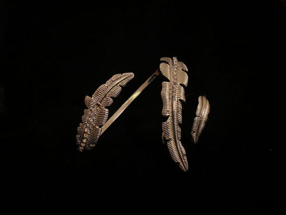 Gold-Tone Feather Design Hairband Set