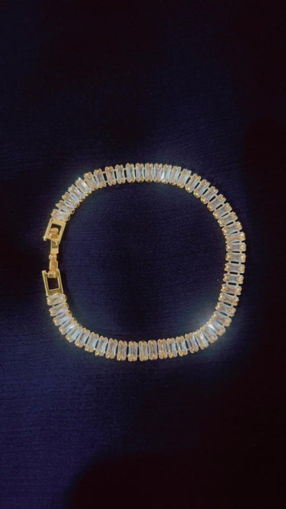 Luxury Gold-Plated Crystal Tennis Bracelet