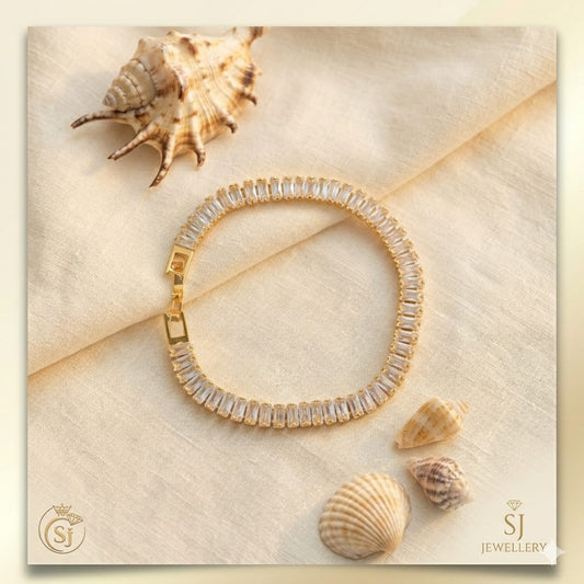 Luxury Gold-Plated Crystal Tennis Bracelet