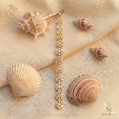 Gold-Tone Floral Cluster Crystal Long Statement Bracelet