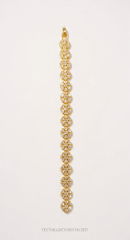 Gold-Tone Floral Cluster Crystal Long Statement Bracelet